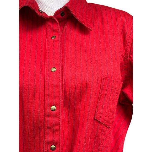 DG2 red denim pinstripe shirtdress, NWT, Americana, western, utility, bold - Picture 6 of 9